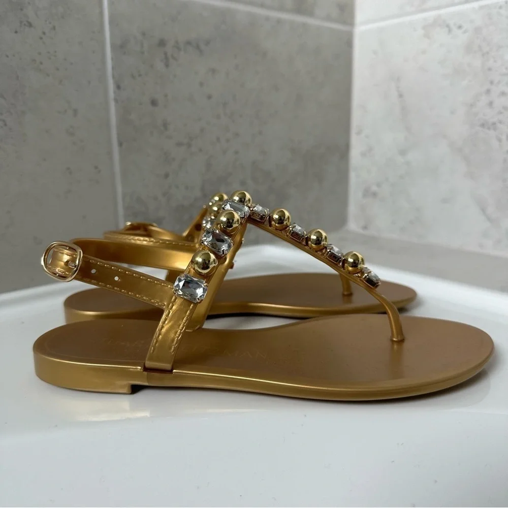 Stuart Weitzman Goldie Crystal Jelly Sandal Size 4